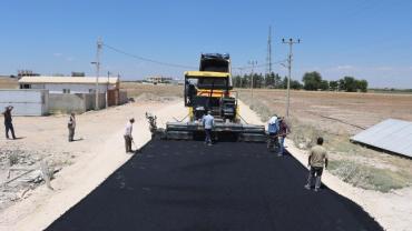 Harran-Akçakale grup yolunda sıcak asfalt serimi başladı