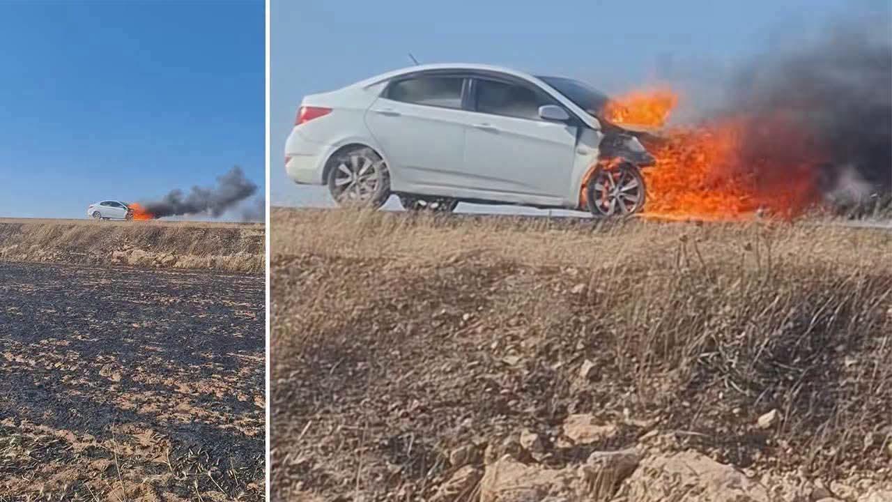 Suruç–Akçakale Çevre Yolu’nda otomobil alev aldı