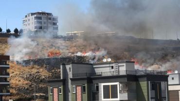 Karaköprü'de kuru ot yangını paniğe neden oldu